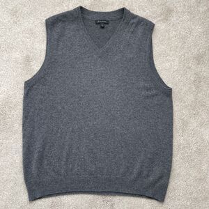 John Nordstrom Sweater Vest Mens Large 100% Cashmere Gray V Neck Preppy Luxury